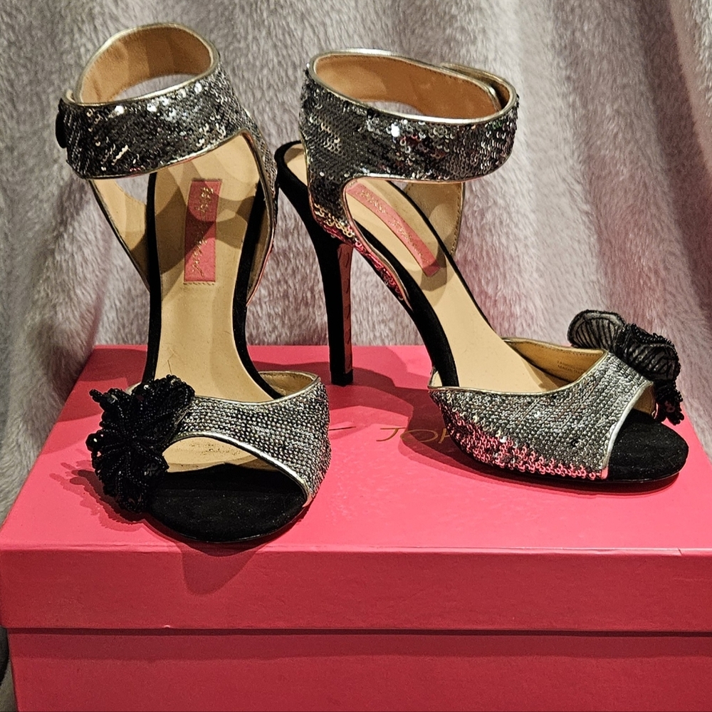 Betsey Johnson Silver and Black Heels